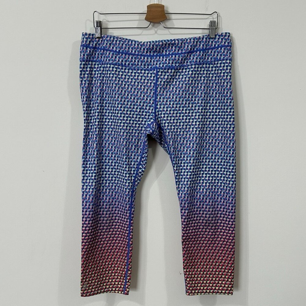 ATHLETA Multi Vivid Sonar Capri XL Ombre Geo Print Leggings Style 212391